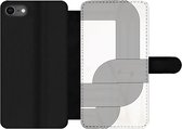 Bookcase Geschikt voor iPhone 8 telefoonhoesje - Kunst - Zwart - Wit - Lijn - Met vakjes - Wallet case met magneetsluiting