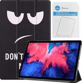 Tablet hoes & 2-Pack Screenprotector geschikt voor Lenovo Tab P11 - 11 Inch - Auto Wake/Sleep functie - Don't touch me