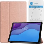 Tablet hoes & 2-Pack Screenprotector geschikt voor Lenovo Tab M10 - 10.1 Inch - Auto Wake/Sleep functie - Rosé-Goud