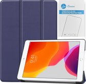 Tablet hoes & 2-Pack Screenprotector geschikt voor iPad 2021 / 2020 / 2019 - 10.2 Inch - Auto Wake/Sleep functie - Donker Blauw