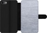 Bookcase Geschikt voor iPhone 8 telefoonhoesje - Metaal print - Grijs - Krassen - Met vakjes - Wallet case met magneetsluiting