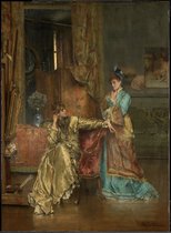 Alfred Stevens, The Visit, c. 1870, Schilderij op canvas, formaat is75X100 CM