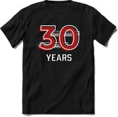 30 Years - Feest kado T-Shirt Heren / Dames - Rood / Grijs - Perfect Verjaardag Cadeau Shirt - grappige Spreuken, Zinnen en Teksten. Maat L