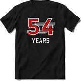 54 Years - Feest kado T-Shirt Heren / Dames - Rood / Grijs - Perfect Verjaardag Cadeau Shirt - grappige Spreuken, Zinnen en Teksten. Maat XL