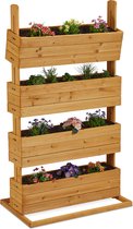 Relaxdays verticale plantenbak hout - moestuinbak tuin - kruidenbak buiten - bloembak smal