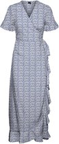 Vero Moda Jurk Vmhenna 2/4 Wrap Long Dress Exp Ga 10267992 Birch/blue Beila Dames Maat - M