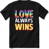 Love Always Wins | Pride T-Shirt Heren - Dames - Unisex | LHBTI / LGBT / Gay / Homo / Lesbi |Cadeau Shirt | Grappige Love is Love Spreuken - Zinnen - Teksten Maat M