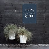 MOODZ design | Tuinposter | Buitenposter | Sun, Beach & You | 50 x 70 cm | Blauw