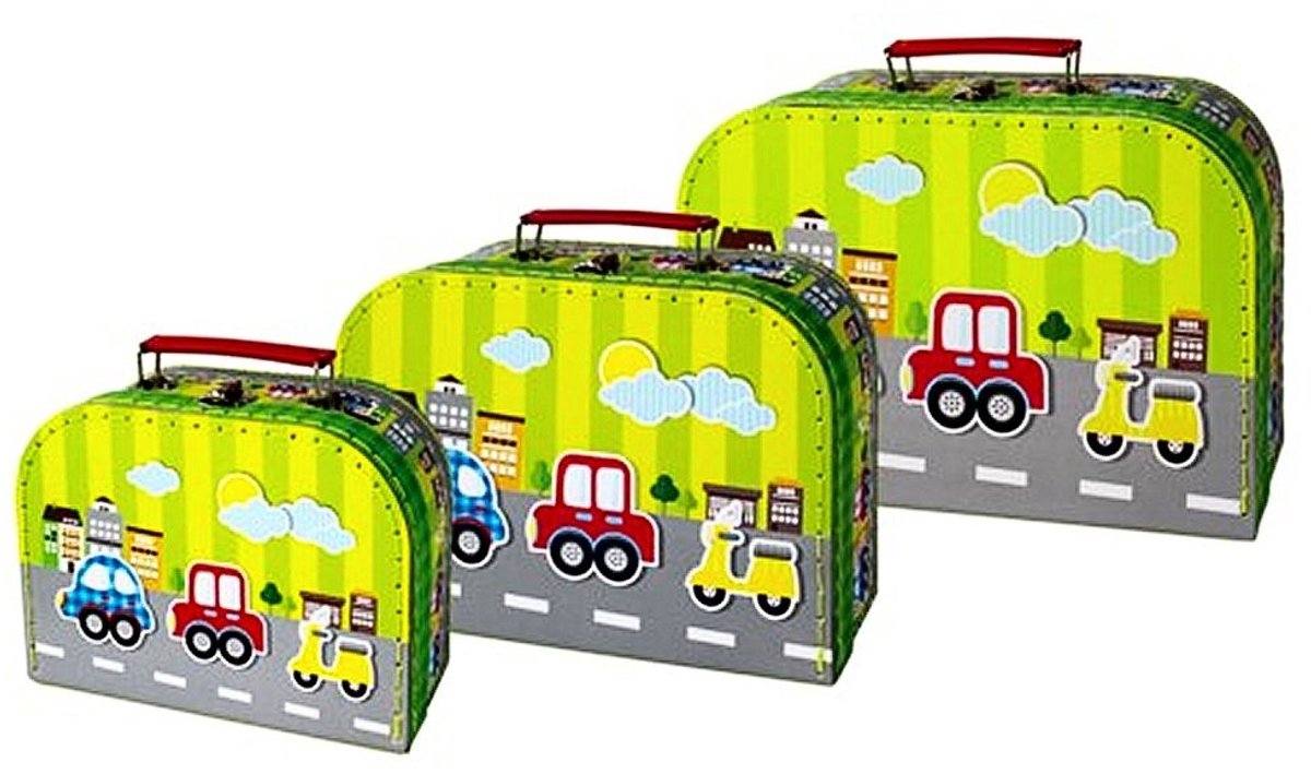 Simply for Kids 3-delige Kofferset Voertuigen