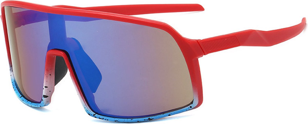 Garpex® Fietsbril - Sportbril - Polaroid Zonnebril - Zonnebril - Racefiets - Mountainbike - Motor - Rood Frame Blauwe Lens