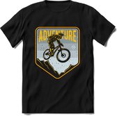 Adventure | TSK Studio Mountainbike kleding Sport T-Shirt | Lichtblauw - Geel | Heren / Dames | Perfect MTB Verjaardag Cadeau Shirt Maat 3XL