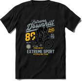 Extreme Downhill | TSK Studio Mountainbike kleding Sport T-Shirt | Lichtblauw - Geel | Heren / Dames | Perfect MTB Verjaardag Cadeau Shirt Maat XL