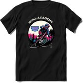 Skill Academy | TSK Studio Mountainbike kleding Sport T-Shirt | Blauw - Roze | Heren / Dames | Perfect MTB Verjaardag Cadeau Shirt Maat L