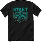 Start the game | Gaming kado T-Shirt heren - dames | Petrol | Perfect game pc cadeau shirt | Grappige console spreuken - zinnen - teksten Maat L