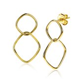ZINZI zilveren trendy oorhangers 14K geel verguld 45mm verbonden grote vierkanten ZIO2096G