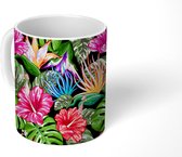 Mok - Koffiemok - Tropisch - Patronen - Bloemen - Monstera - Mokken - 350 ML - Beker - Koffiemokken - Theemok