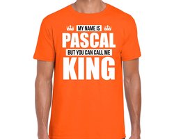 Naam cadeau t-shirt - my name is Pascal - but you can call me King - oranje - heren - koningsdag - verjaardag - sport XL