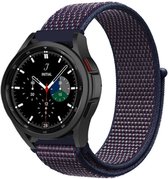 Strap-it Watch 4 & Watch 5 bandje - Samsung Galaxy Watch 4 Classic 46mm nylon band - paars/blauw - Geschikt voor Samsung Galaxy Watch 5 Pro – 44mm – 40mm & Galaxy Watch 4 40mm, 44m