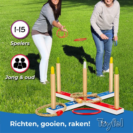 Mitty Toss Ringtjesspel XXL - Tuinspellen Quoits Buiten & Binnen, 15