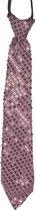 Roze pailletten stropdas 32 cm - Carnaval/verkleed/feest stropdassen