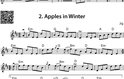 Muziekblad met de titel '2. Apples in Winter' en bladmuziek.