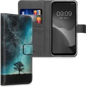 kwmobile telefoonhoesje geschikt voor Blackview A90 - Backcover voor smartphone - Hoesje met pasjeshouder in blauw / grijs / zwart - Sterrenstelsel en Boom design