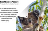 Wanddecoratie buiten Koala - Bladeren - Lucht - Kinderen - Jongens - Meiden - 80x160 cm - Tuindoek - Buitenposter