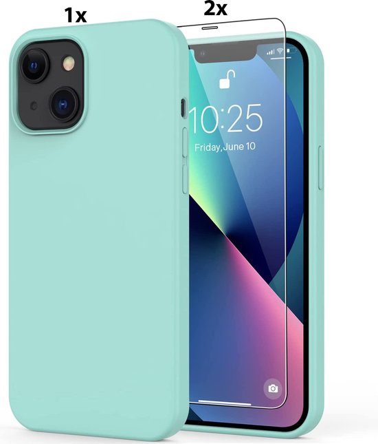 Hoesje Geschikt voor iPhone 11 Pro Hoesje Soft Nano Silicone Backcover Gel Turqoise Met 2x Glazen screenprotector