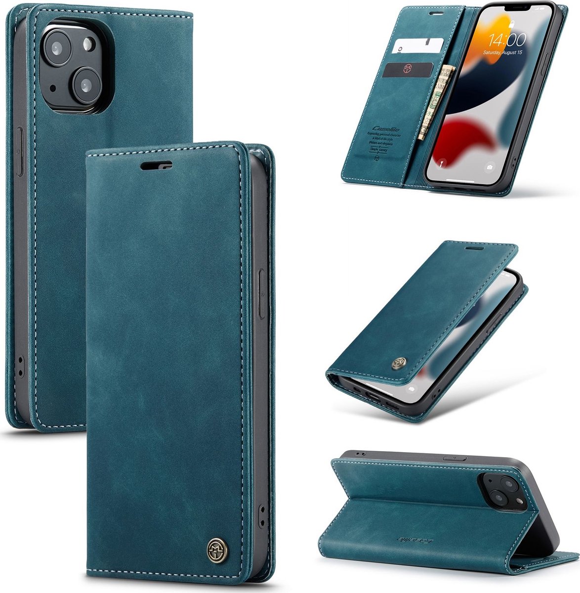 Caseme Telefoonhoesje geschikt voor Apple iPhone 13 Hoesje | Caseme 013 Bookcase Portemonnee | Pasjeshouder voor 2 Pasjes | Telefoonhoesje voor Pinpas / OV Kaart / Rijbewijs - Blauw