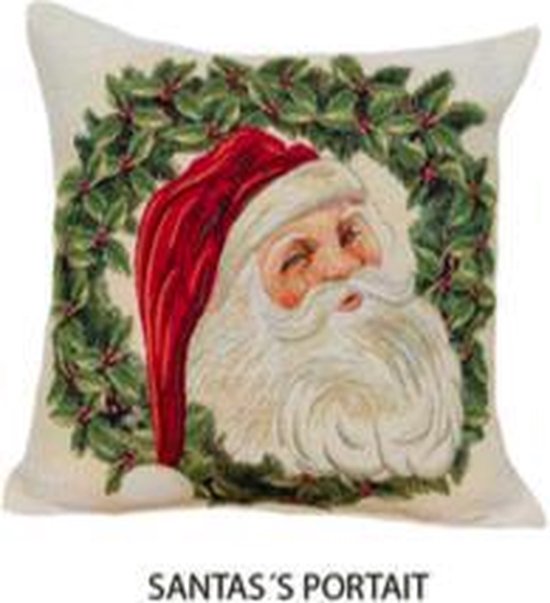 Kussenhoes Kerst Santa's Portrait Sierkussenhoes Sierkussen