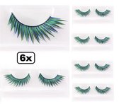 6x Wimpers pauw groen/blauw