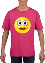 Smiley/ emoticon t-shirt diva roze kinderen S (122-128)