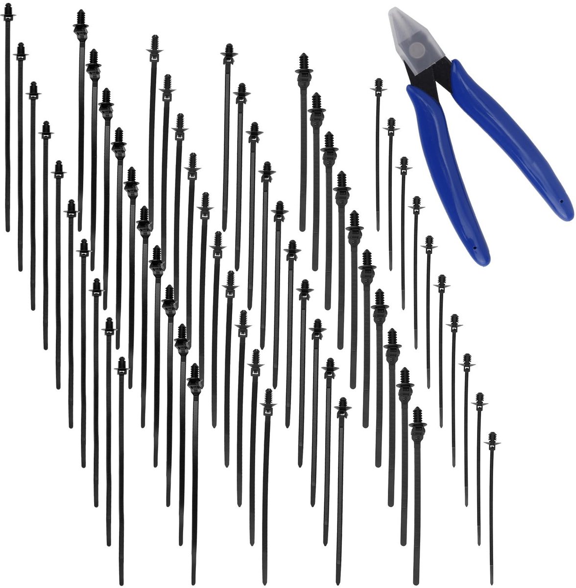 Dailygoods - 60 Stuks Nylon Kabelbinders met Diagonale Tang