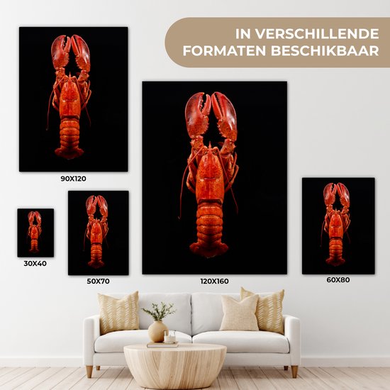 Homard cuit à la vapeur sur une toile de fond noir 2cm 30x40 cm - petit - Tirage photo sur toile (Décoration murale salon / chambre) / Animaux sauvages Peintures sur toile