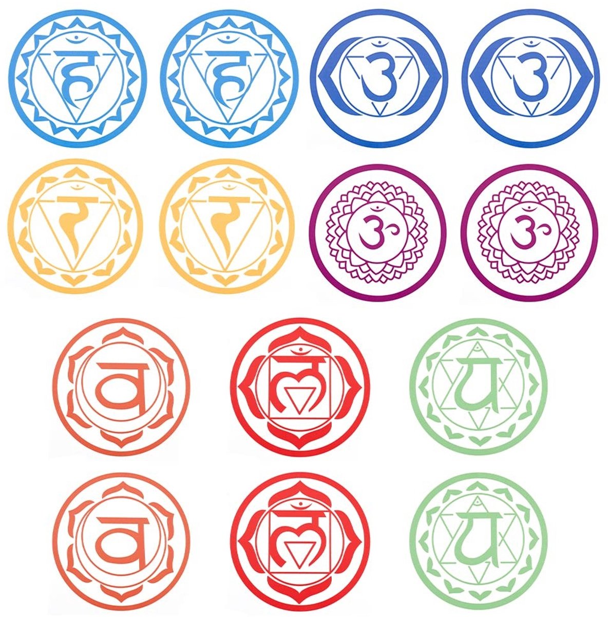 Dailygoods - Zeven Chakra Muurstickers 17 cm voor Meditatie en Yoga