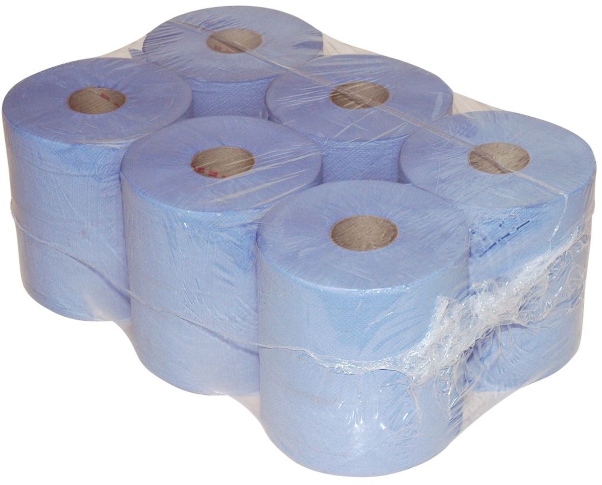 Bove Midi Poetsrollen Blauw 1-laags - 6 rollen x 300 m - HACCP