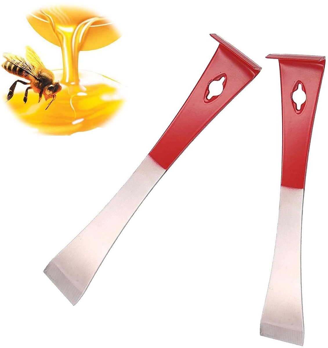 Dailygoods - Dailygoody - Bijenkorf Schraper Tool - Multifunctioneel Imker Gereedschap - Rood Zilver - Bijenteelt Apparatuur - 2 Stuks - Geschikt voor Imkers