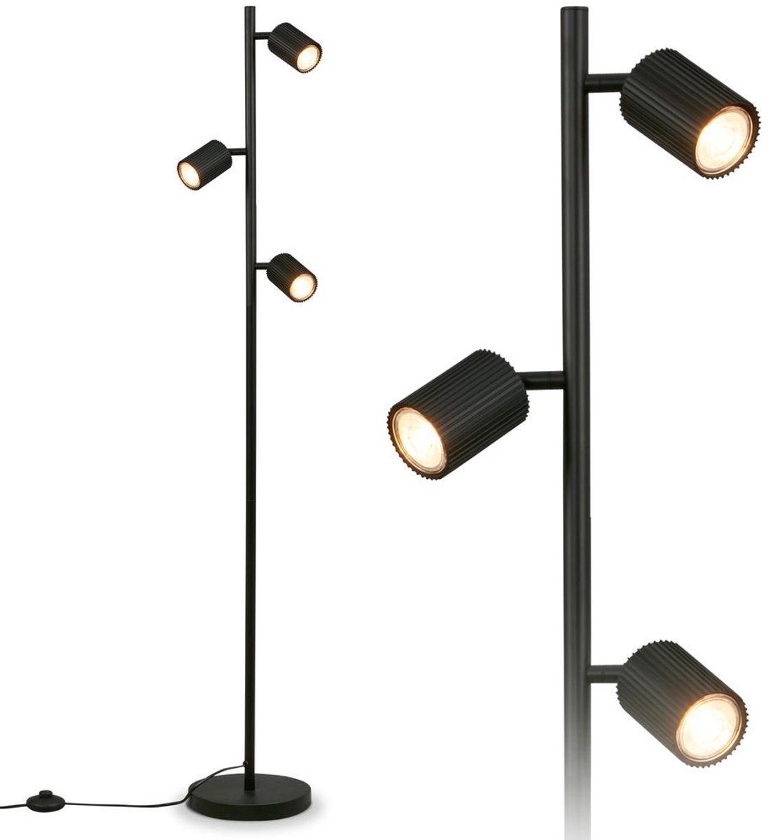 BRILONER Ida - Vloerlamp - woonkamer lamp - bureaulamp - staande lamp met GU10 fitting - h.: 141cm - zwart thumbnail 2