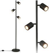 BRILONER Ida - Vloerlamp - woonkamer lamp - bureaulamp - staande lamp met GU10 fitting - h.: 141cm - zwart