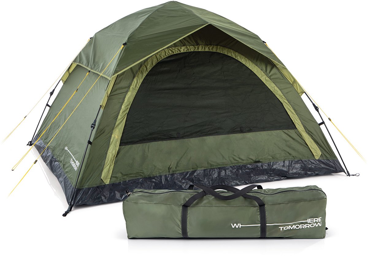 Lumaland Campingtent, lichte pop-up werptent, 2-4 personen, koepeltent, trekking & festival, iglotent, secondentent, waterdicht, 210 x 190 x 110 cm, ook ideaal als strand, wind- en zonwering
