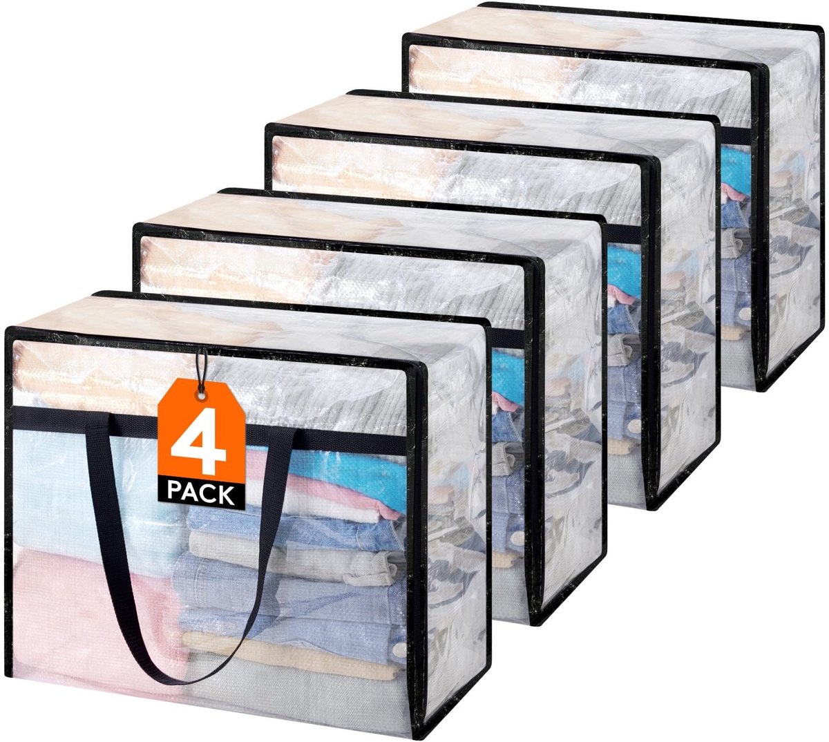 Dailygoods - Duurzame Opbergtas Kleding 40L, Set van 4
