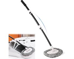 Telescopische Auto Wasborstel met 15° Gebogen Hoofd, 40 Inch Aluminium Handvat, Ideaal voor het Reinigen van Daken, Velgen en Voorruiten van Voertuigen