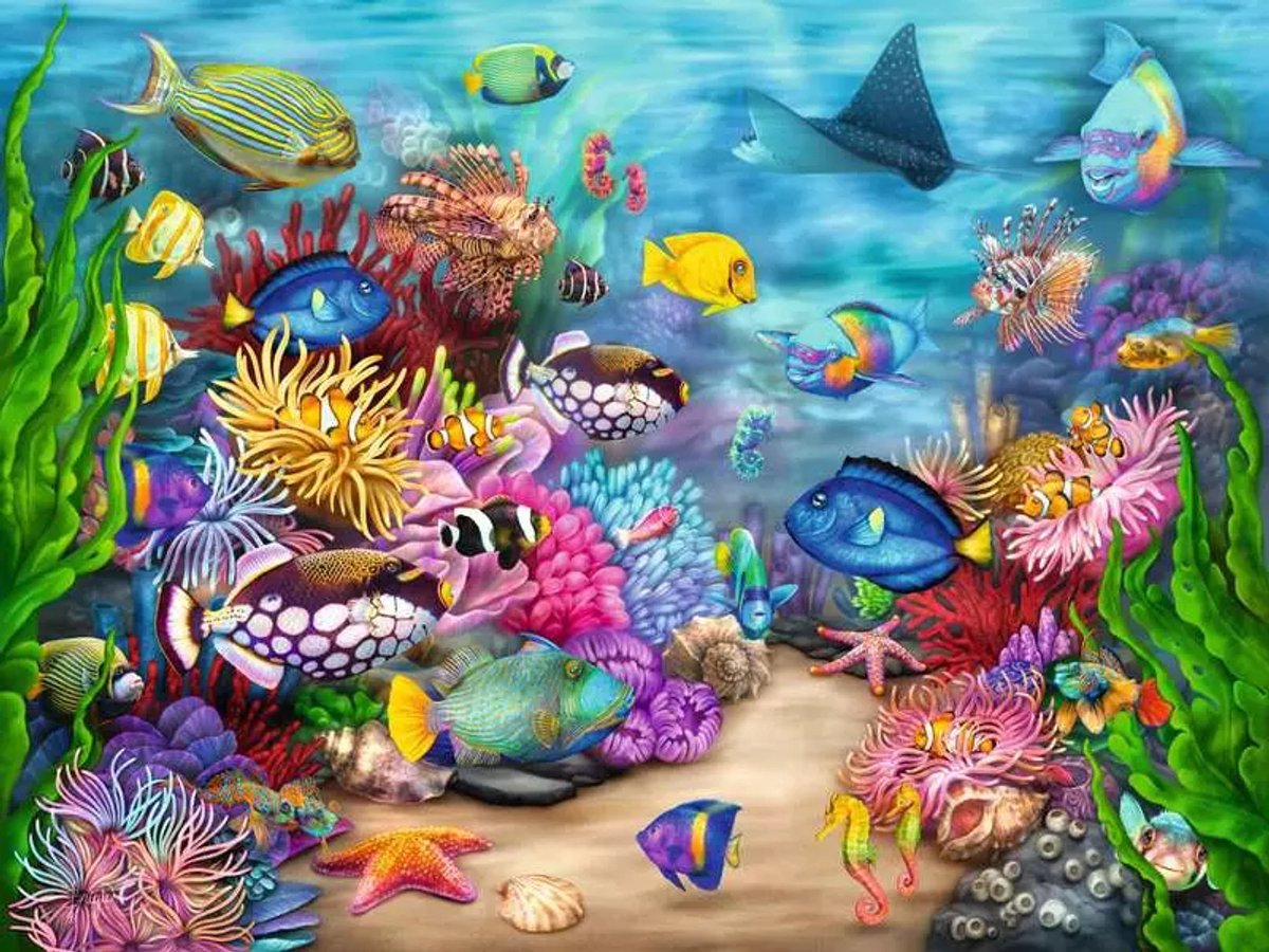Ravensburger puzzel Tropical Reef Life - 750 stukjes legpuzzel onderwater.