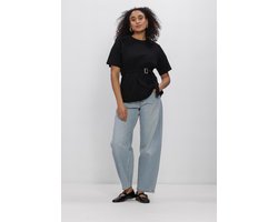 My Essential Wardrobe Mwapir Belt Tee Tops & T-shirts Dames - Shirt - Zwart - Maat L