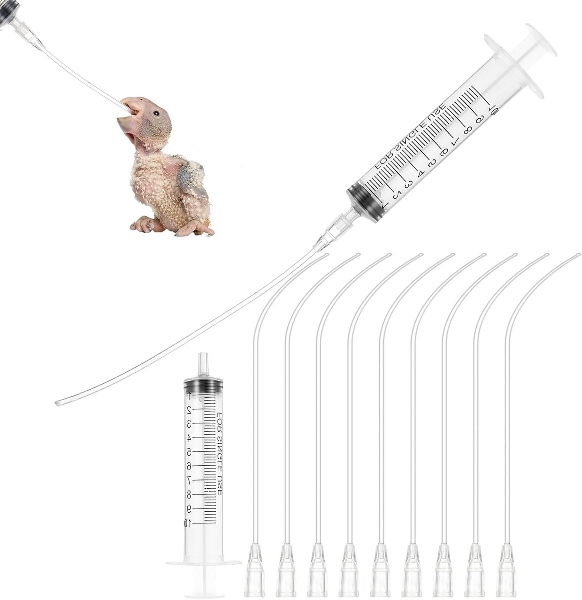 10 Stuks Voedingsslang voor Jonge Vogels, Inclusief 2 Syringes van 10ml voor Duiven en Papegaaien, Handvoeding Gereedschap voor Melk, Water en Medicijnen