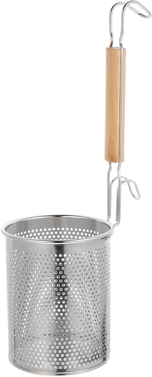 Mesh Paste Mand met Houten Handvat 12cm - RVS Micro Geperforeerde Zeef voor Voedsel, Dumplings en Noedels - Fijne Keukenzeef en Colander voor Thuisgebruik