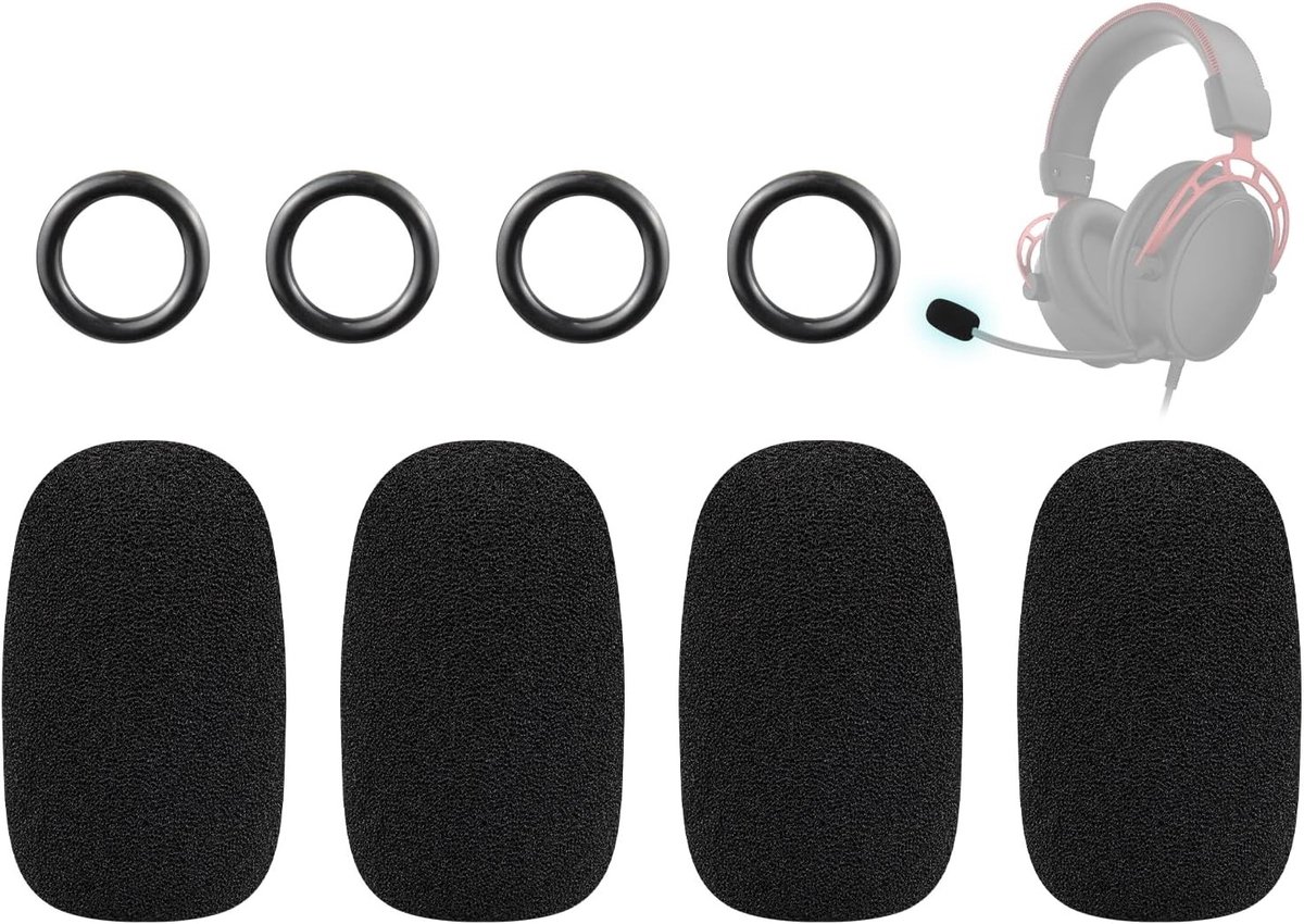 4 Stuks Beschermende Microfoon Schuimhoes en Popfilter voor Hyperx Cloud Headsets, Windscreen voor Duidelijke Geluidsopname en Bescherming tegen Windruis