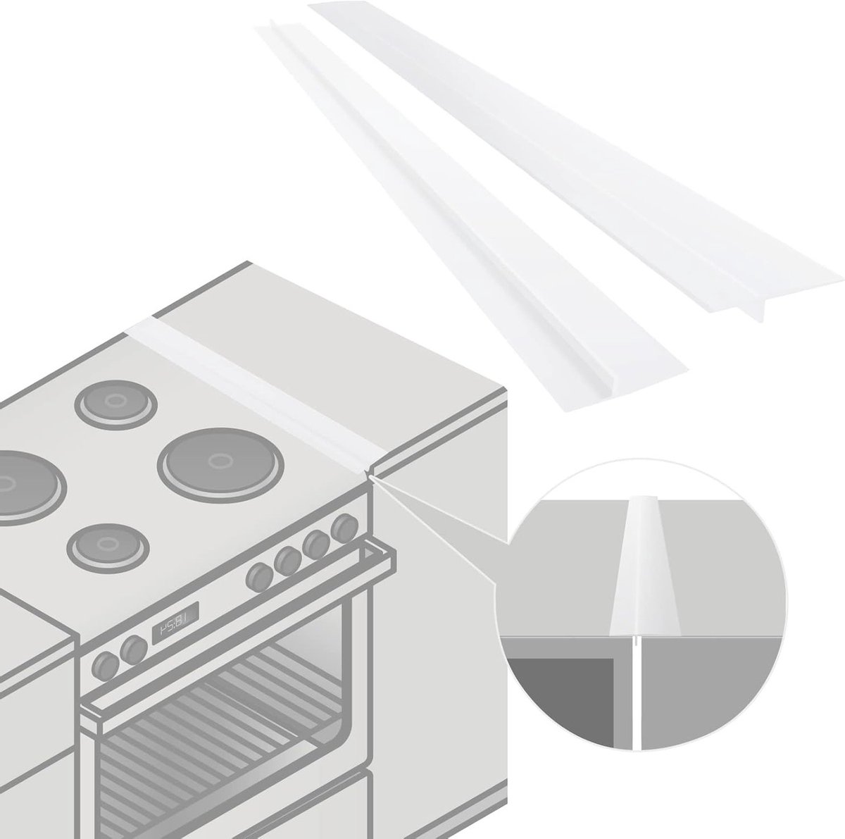 Siliconen Dekstrips voor Keuken, 63 cm, Voorkomt Vlekken en Spatten, Ideaal voor Werkbladen en Apparaten, Set van 2
