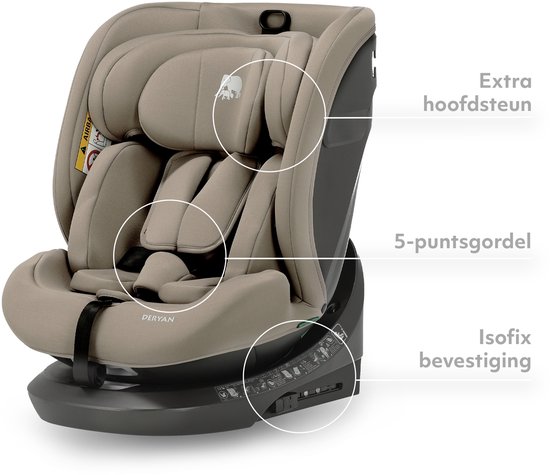 Deryan Cassie Luxe I-size Autostoel - Groep 0-1-2-3 - Isofix - 360° draaibaar - Truffle Nougat van Deryan — afbeelding 3