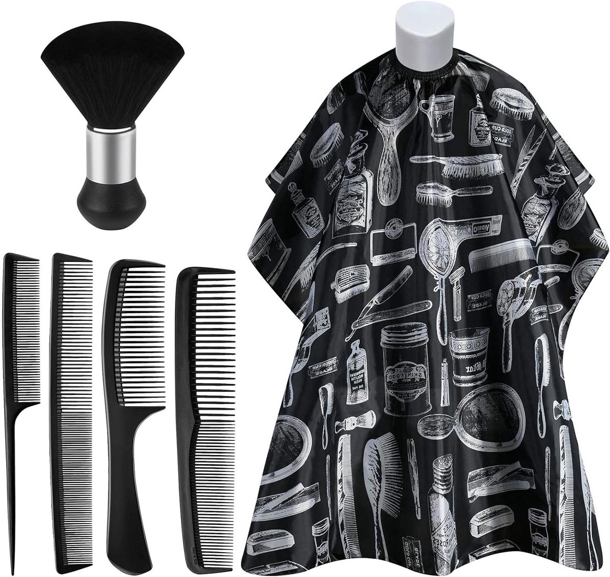 Professionele Kapperscape met Borstel en Kapperskleding voor Knippen, Stylen en Kleuren